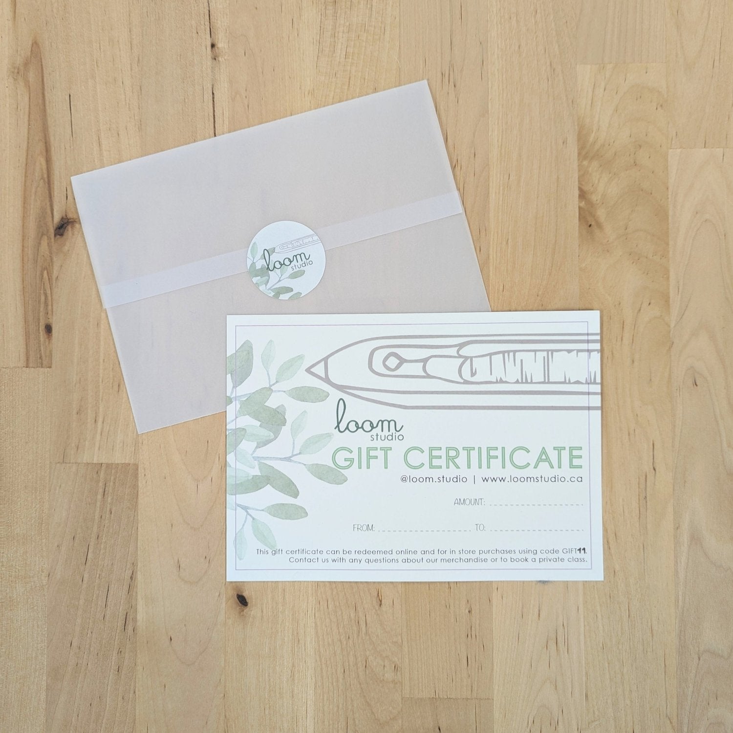 Gift Cards & Certificates – Loom Studio