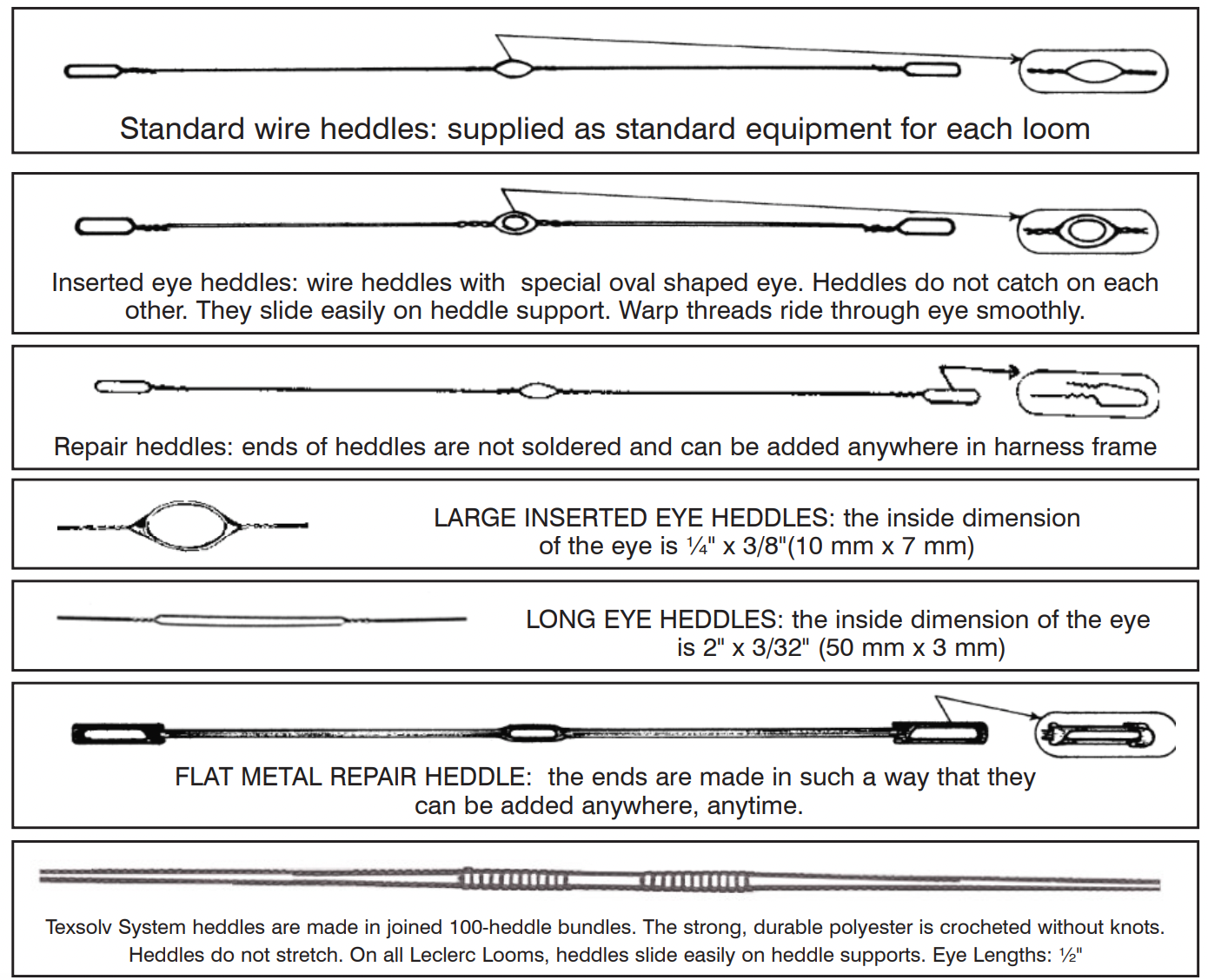 Standard Wire Heddles - Leclerc