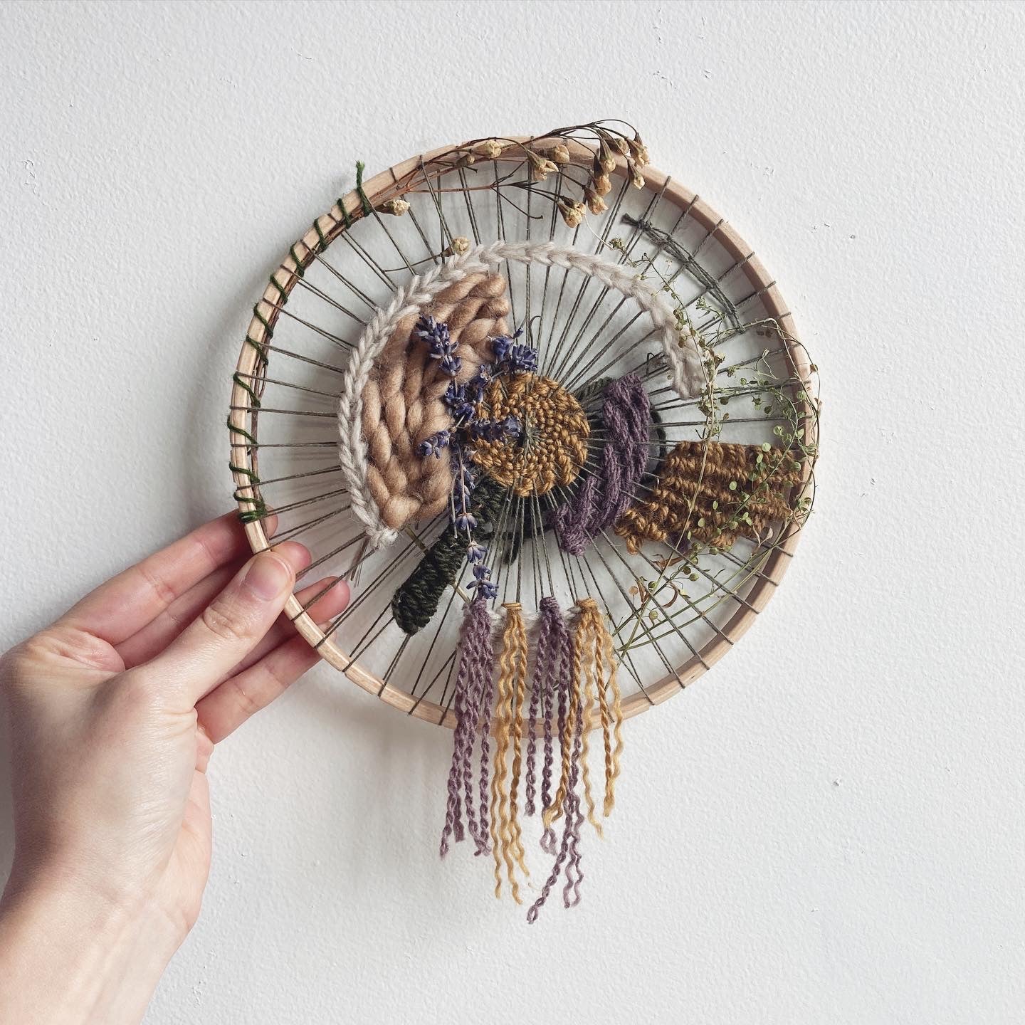 Botanical circular weaving — finished piece