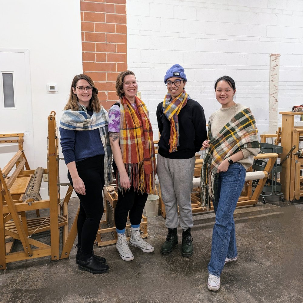 Beginner scarf class — finished scarves